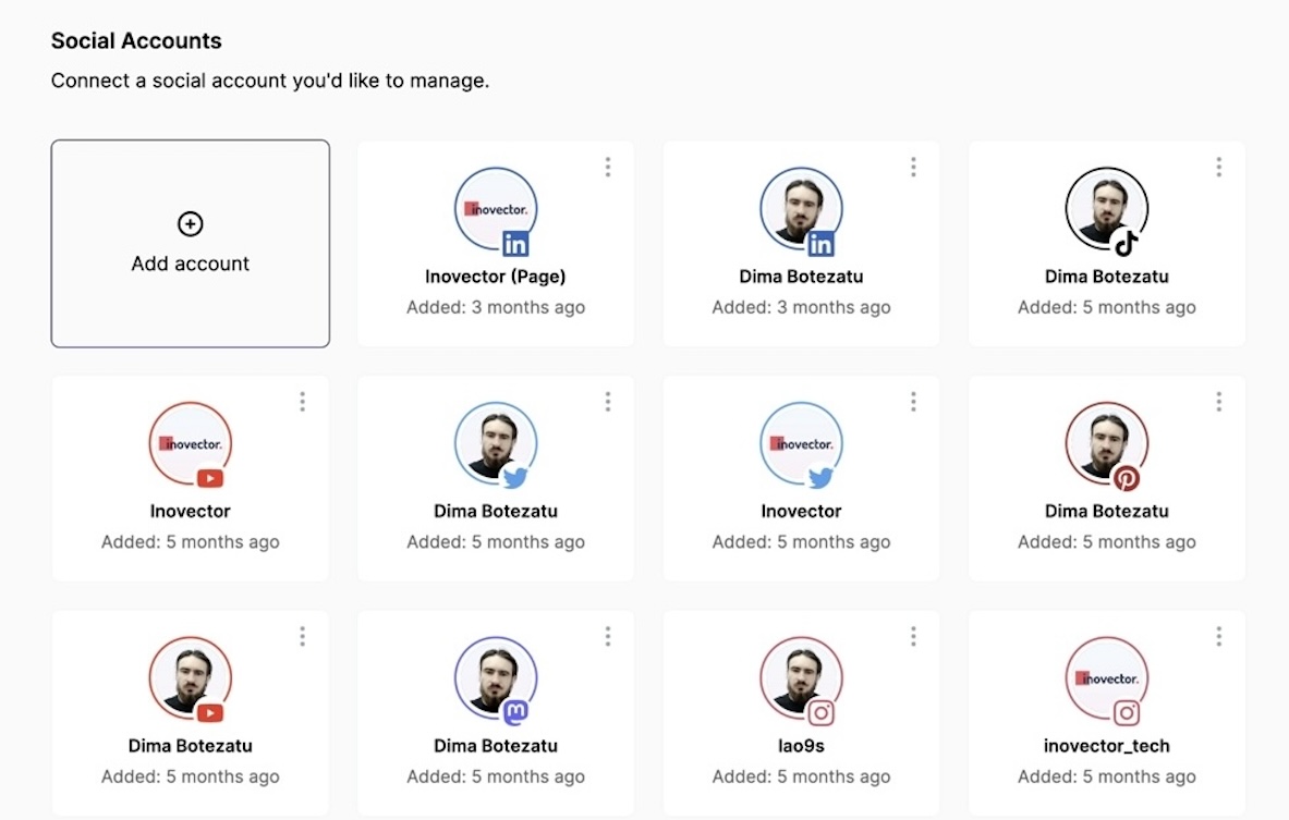 Connected social accounts inside Brands